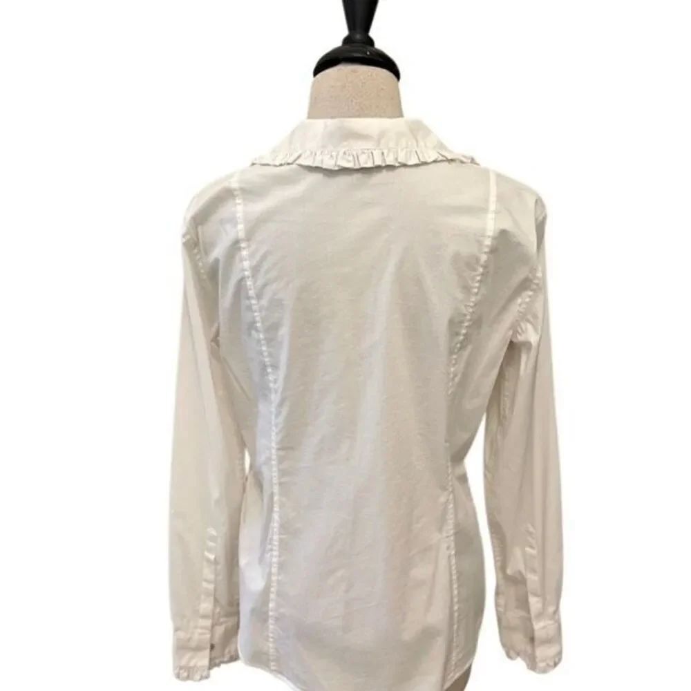 Brooks Brothers Women's Ruffled Collared Long Sleeve Button Up Shirt White Sz 6 - Picture 4 of 6